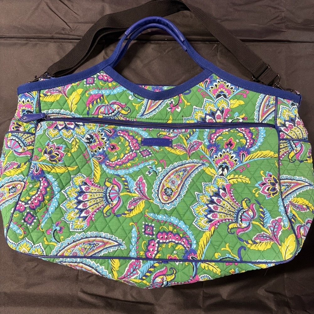 Vera Bradley Carryall Travel Bag Emerald Paisley Large Zip Shoulder Strap